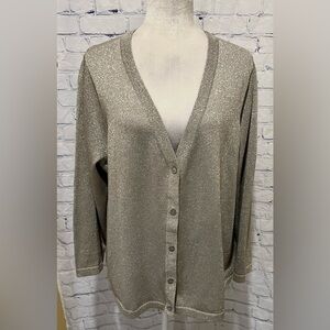 Avenue Plus size gold metallic Button-Down cardigan Size 22/24